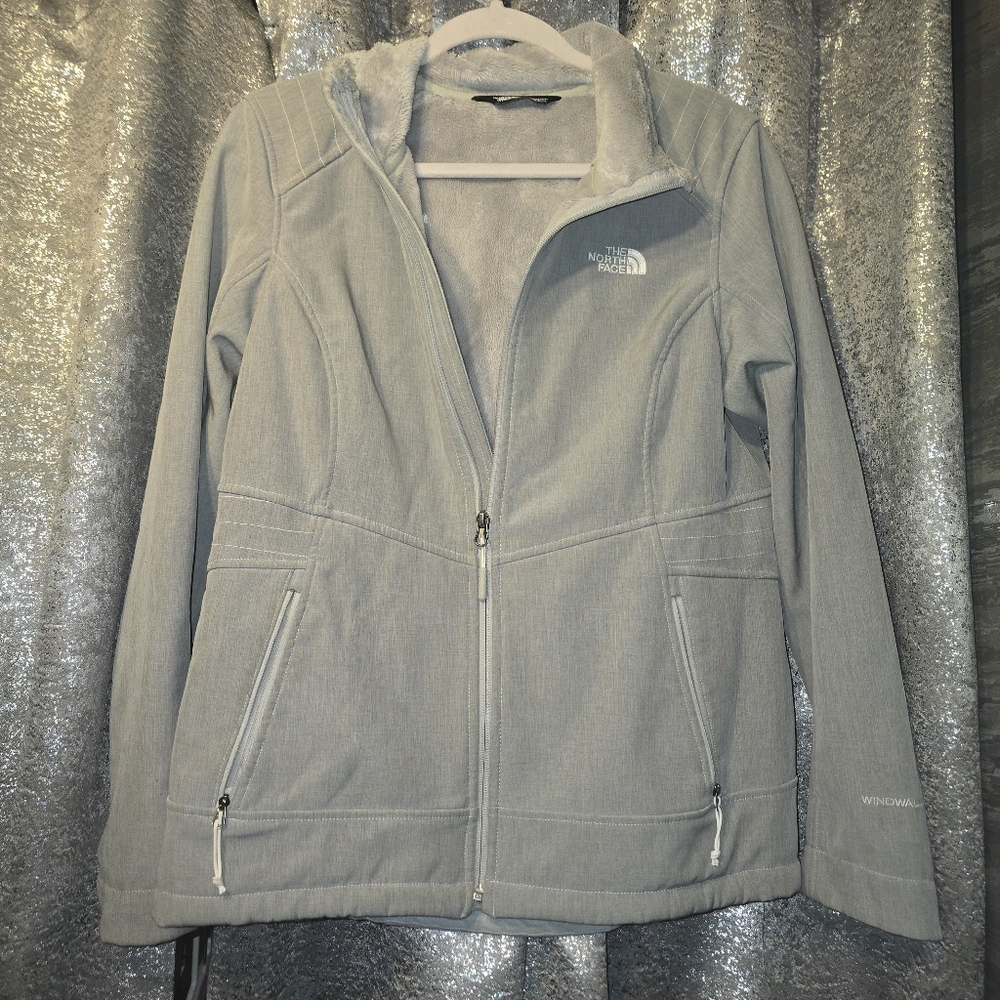 The North Face Windwall Jacket Womens Large Gray Waterproof Casual Full Zip